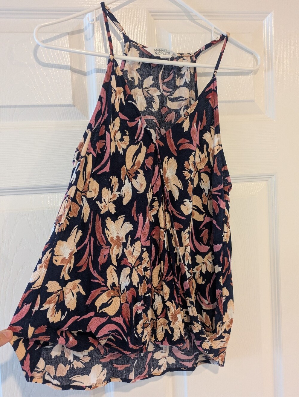 Market & Spruce Blue Floral Spaghetti-Strap Cami